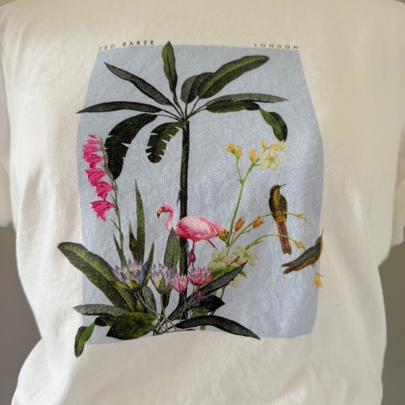 Ted Baker Tropical Print Tee, Sz 4 (Large) - Picture 5 of 7